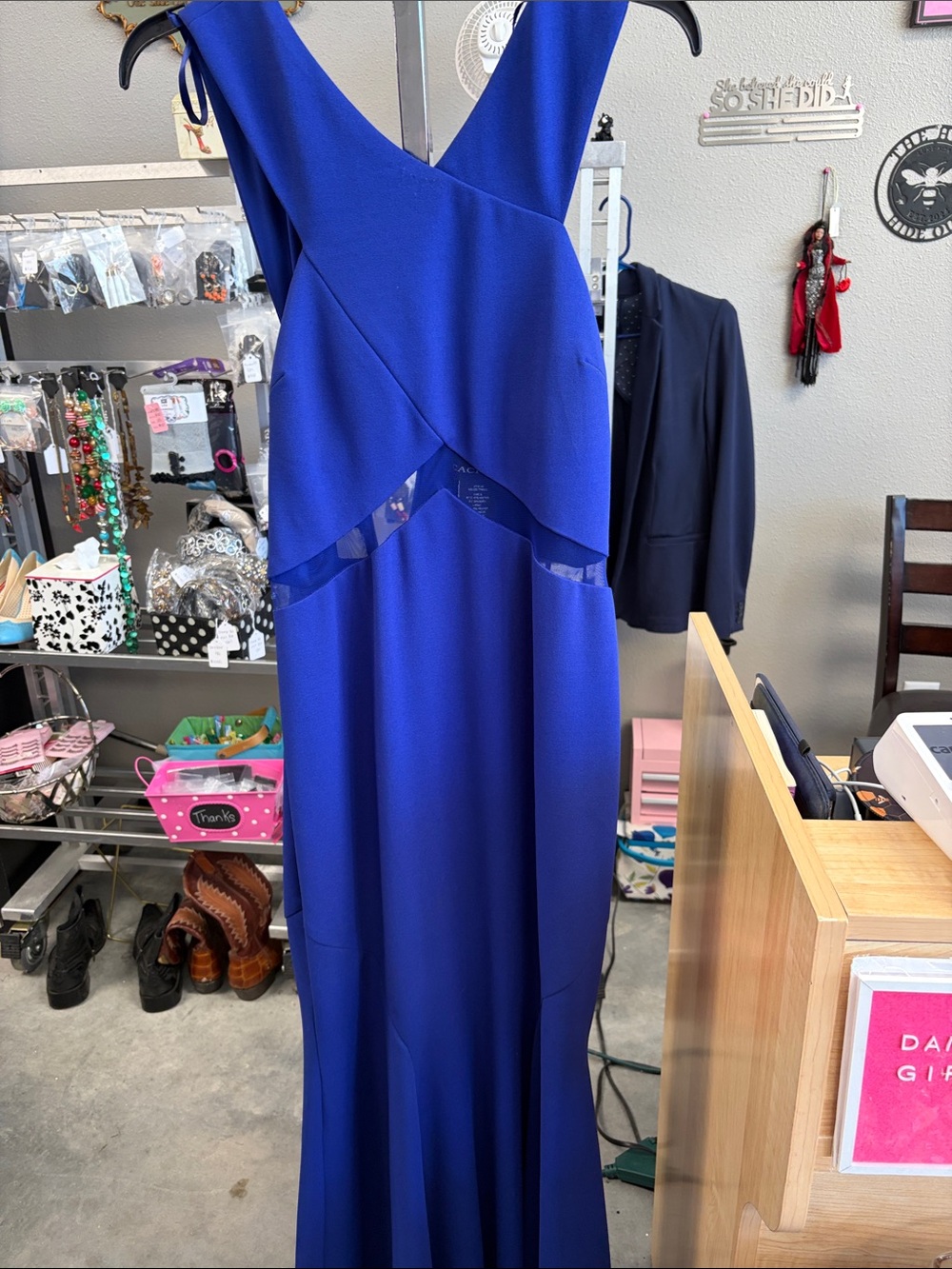 Cache Royal Blue Maxi Dress with V-Neck TERF7L